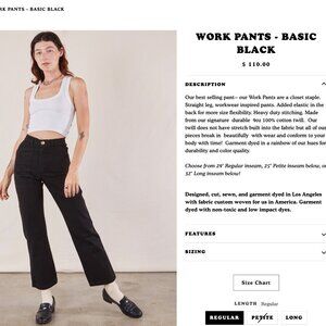 Unisex Work Pants - Black - XXS - Big Bud Press